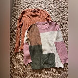 Colorblock and Rust Sweater Set